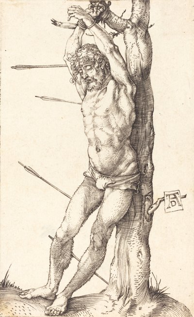 木に縛られた聖セバスチャン、15001501。 作： Albrecht Dürer