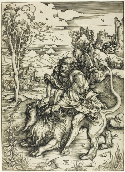 ライオンを引き裂くサムソン 作： Albrecht Dürer