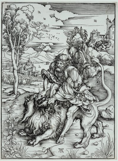 ライオンを倒すサムソン 作： Albrecht Dürer