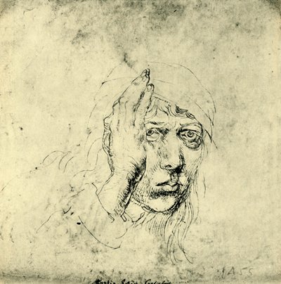 包帯を巻いた自画像、1492年、1943年。 作： Albrecht Dürer