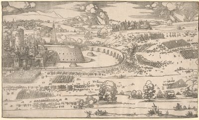 要塞の包囲：右の部分。 作： Albrecht Dürer