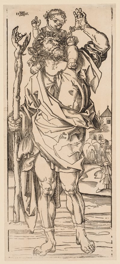 ストリームを横断するセントクリストファー、1528年。 作： Albrecht Dürer