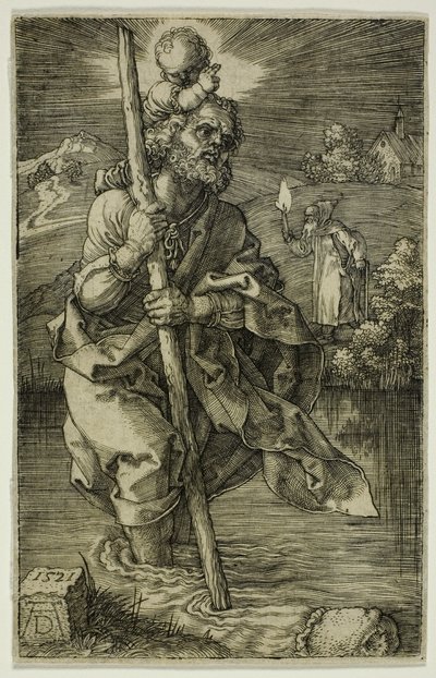 右向きの聖クリストファー 作： Albrecht Dürer