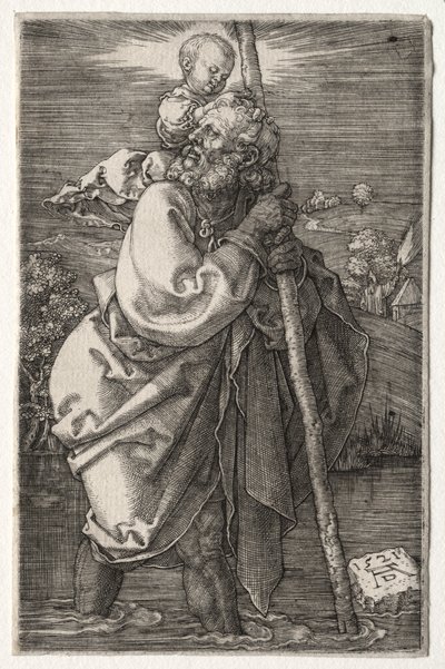 セントクリストファー、左向き、1521年。 作： Albrecht Dürer
