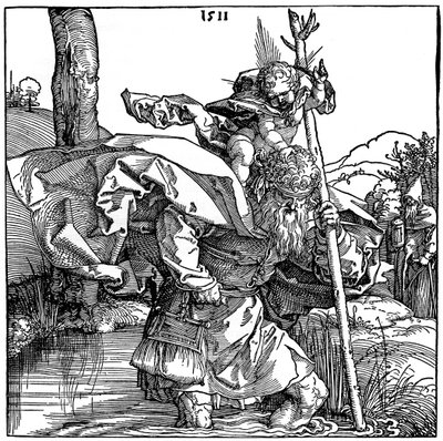 幼児キリストを運ぶ聖クリストファー、1511、1936 作： Albrecht Dürer