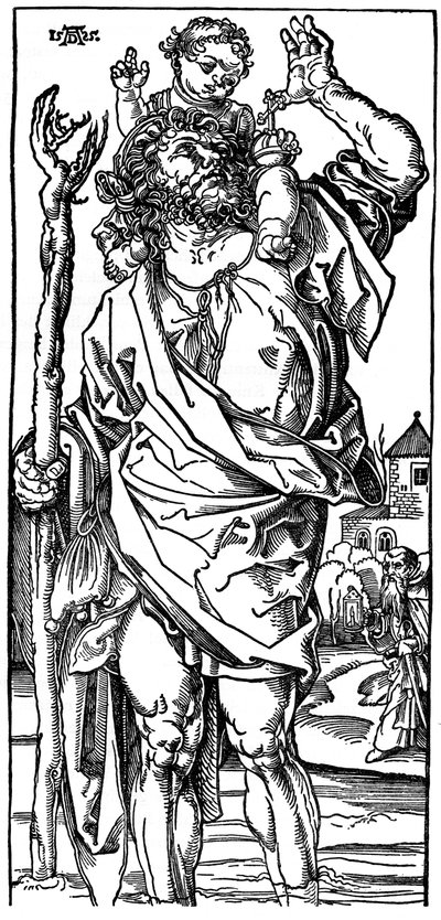 幼児キリストを運ぶ聖クリストファー、1525年、1936年 作： Albrecht Dürer