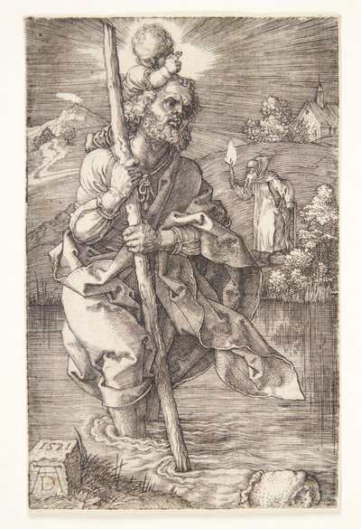 右向きの聖クリストファー 作： Albrecht Dürer