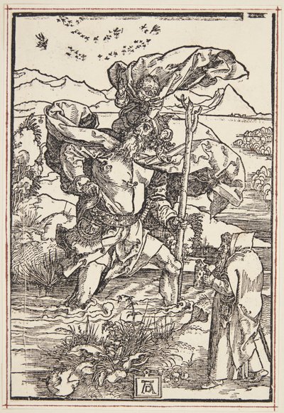 鳥の飛翔と荒野の聖クリストファー 作： Albrecht Dürer