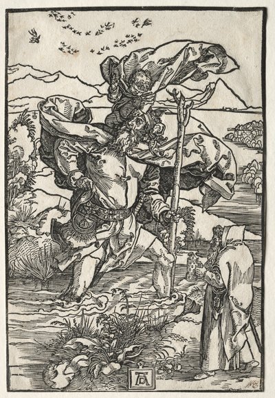 鳥と聖クリストファー、c。 1501-1504。 作： Albrecht Dürer