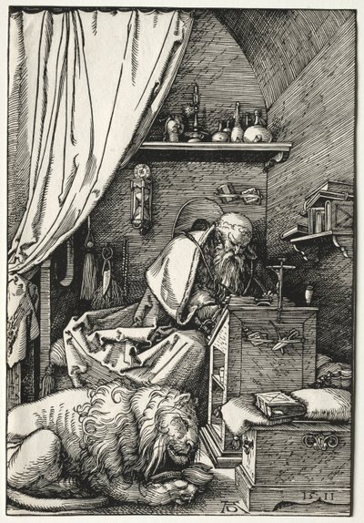彼の細胞内の聖ジェローム、1511。 作： Albrecht Dürer