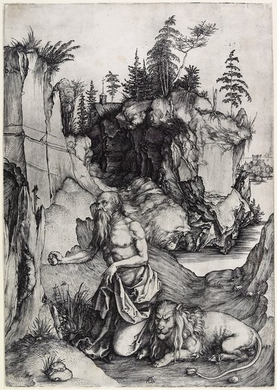 悔い改めの聖ジェロームc。 1497 作： Albrecht Dürer