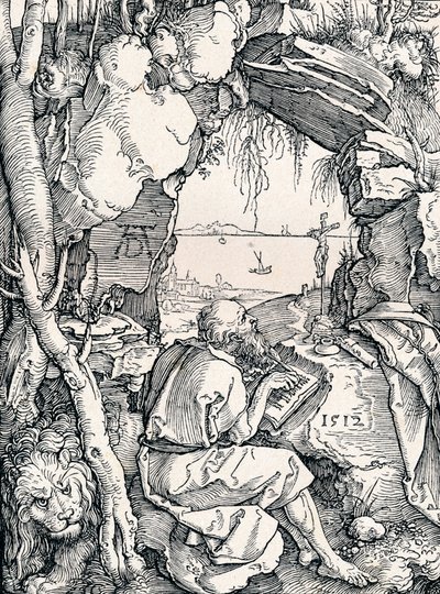 洞窟の中の聖ジェローム、1512 1906 作： Albrecht Dürer