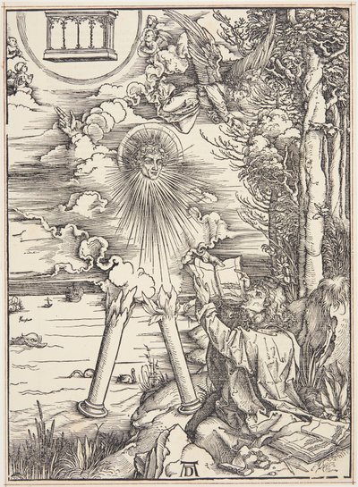 本をむさぼり食う聖ヨハネ 作： Albrecht Dürer