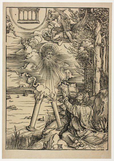 本をむさぼり食う聖ヨハネ、『黙示録』より 作： Albrecht Dürer