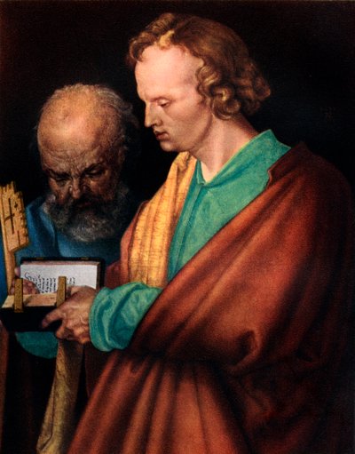 聖ペテロと聖ヨハネ、詳細、1526、1936 作： Albrecht Dürer