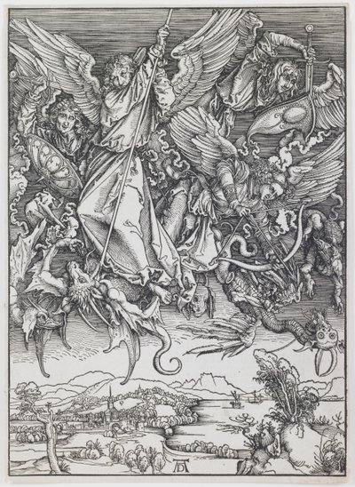 シリーズ「The Apocalypse」より、ドラゴンと戦う聖ミカエル 作： Albrecht Dürer