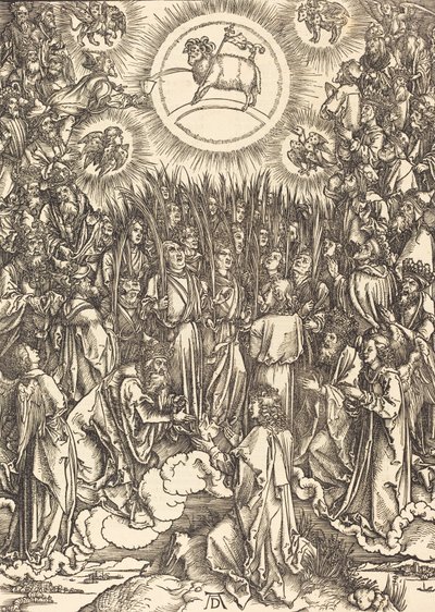 子羊の礼拝、1498年。 作： Albrecht Dürer