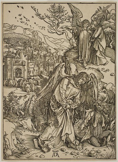 新しいエルサレムの聖ヨハネを示す天使 作： Albrecht Dürer