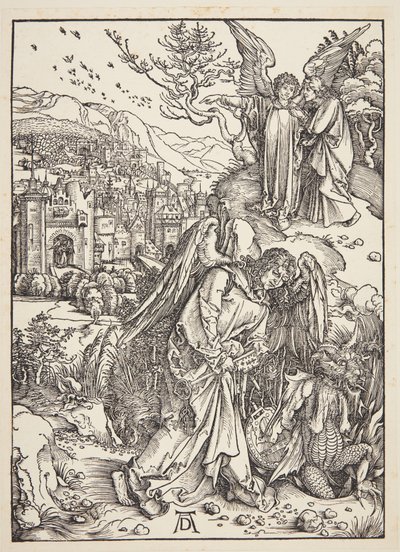 新しいエルサレムの聖ヨハネを示す天使 作： Albrecht Dürer