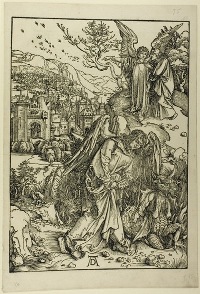 The Apocalypse の底なしの穴の鍵を持つ天使 作： Albrecht Dürer