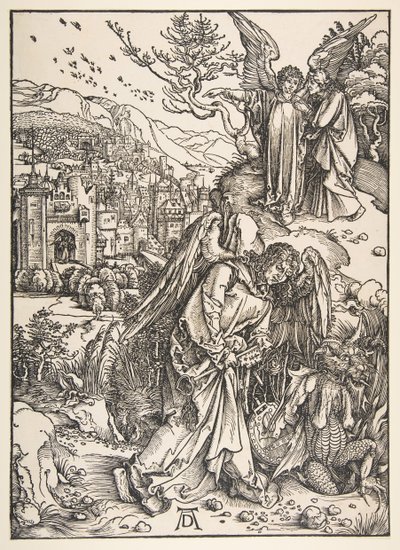 底なしの穴の鍵を持つ天使、1511年。 作： Albrecht Dürer