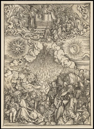 黙示録：5番目と6番目の封印の開封、1497-98年 作： Albrecht Dürer