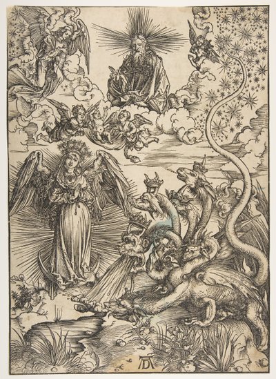 終末論的な女性、黙示録、ラテン語版、1511、1511。 作： Albrecht Dürer