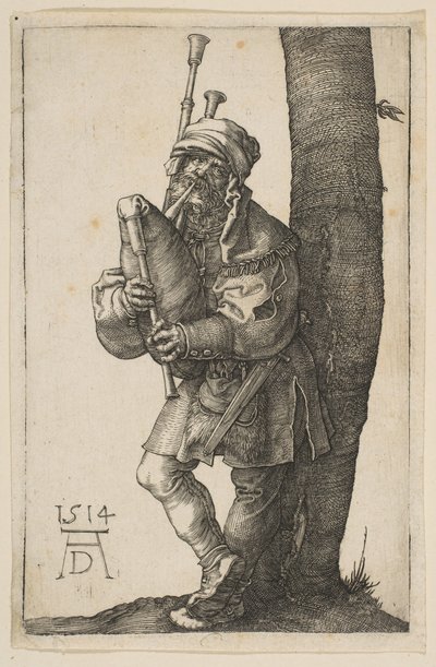 バグパイパー、1514年。 作： Albrecht Dürer