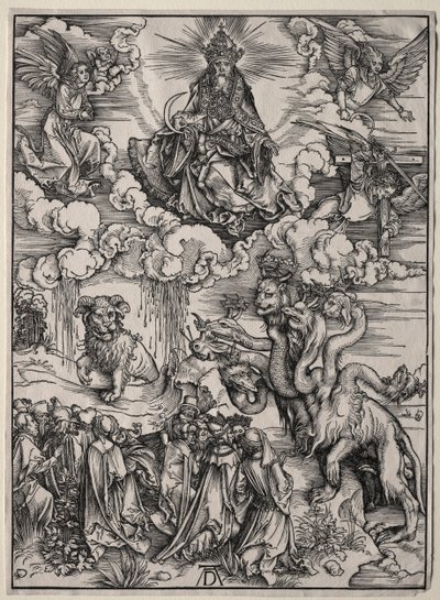 七つの頭を持つ獣と子羊の角を持つ獣 作： Albrecht Dürer