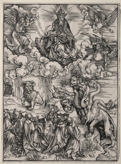 7つの頭を持つ獣と子羊の角を持つ獣。 作： Albrecht Dürer