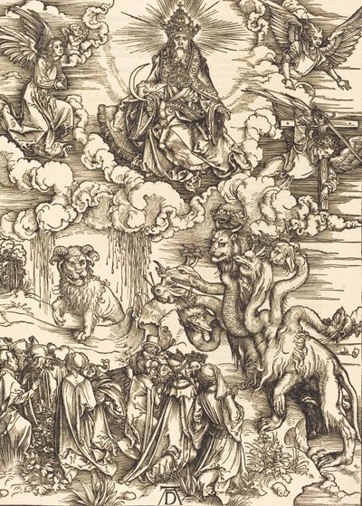 子羊のような 2 本の角を持つ獣、1498 年。 作： Albrecht Dürer