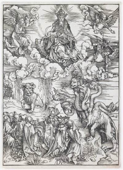 「黙示録」シリーズより、子羊のような 2 本の角を持つ獣 作： Albrecht Dürer