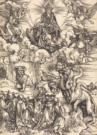 子羊のような 2 つの角を持つ獣、おそらく c. 14961498。 作： Albrecht Dürer