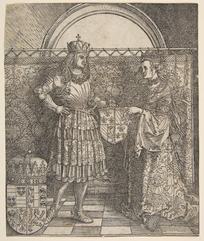マクシミリアン1世の凱旋門からのブルゴーニュのマリアの婚約者、1515年。 作： Albrecht Dürer