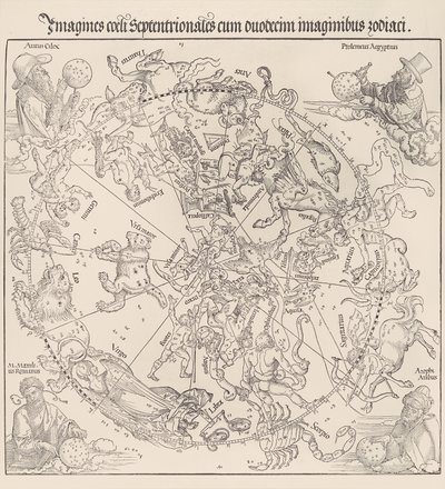 天体図 - 北半球、1515年、1515年。 作： Albrecht Dürer