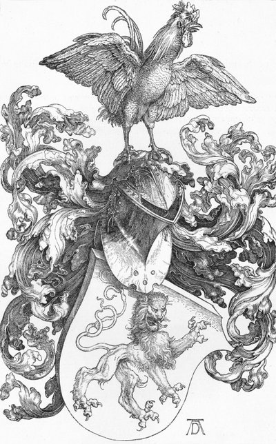 ライオンと雄鶏の紋章、c1502-1503、1906 作： Albrecht Dürer