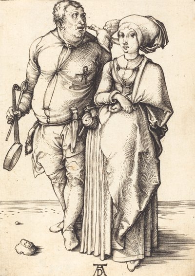 コックと彼の妻、c。 14961497。 作： Albrecht Dürer