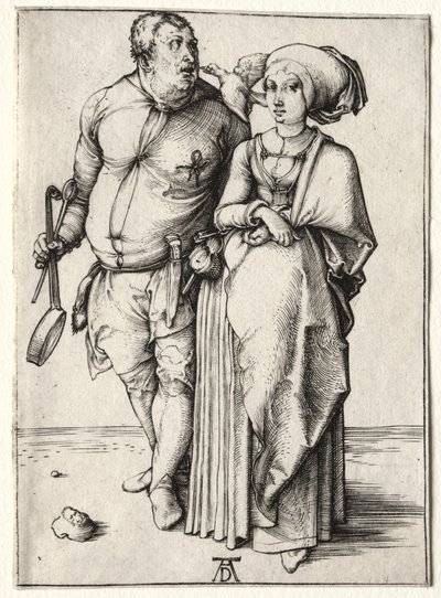 クックとその妻、おそらく1497年。 作： Albrecht Dürer