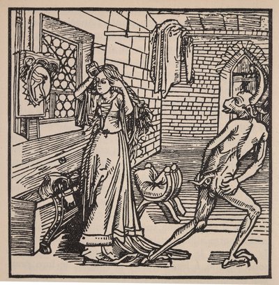 虚栄の悪魔とコケット、「Der Ritter vom Turm」のイラスト、1498年（202574も参照） 作： Albrecht Dürer