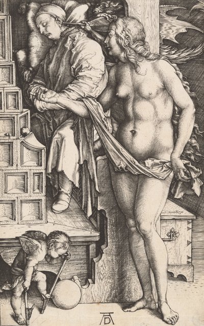 医者の夢 怠け者の誘惑、14981499. 作： Albrecht Dürer