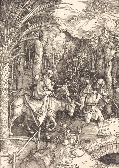エジプトへの逃避、c。 1504年。 作： Albrecht Dürer