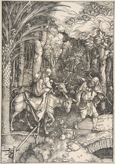 ヴァージンの生涯からのエジプトへの飛行、ラテン語版、1511、1511。 作： Albrecht Dürer