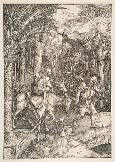 The Flight into Egypt、The Life of the Virgin、ラテン語版、1511年より。 作： Albrecht Dürer