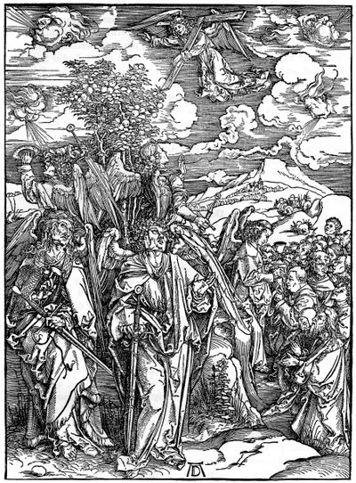 風をさえぎる四天使、1498、1936 作： Albrecht Dürer