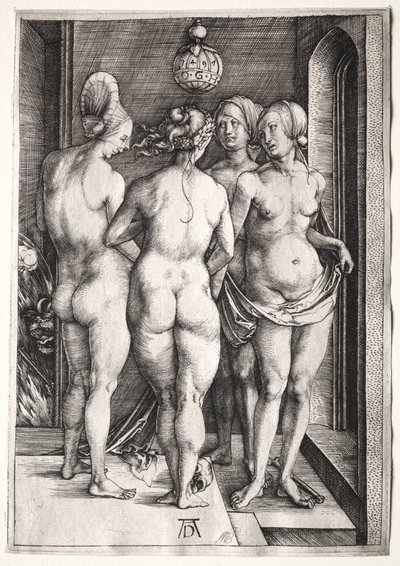 4人の魔女、4人の裸の女性、1497年。 作： Albrecht Dürer