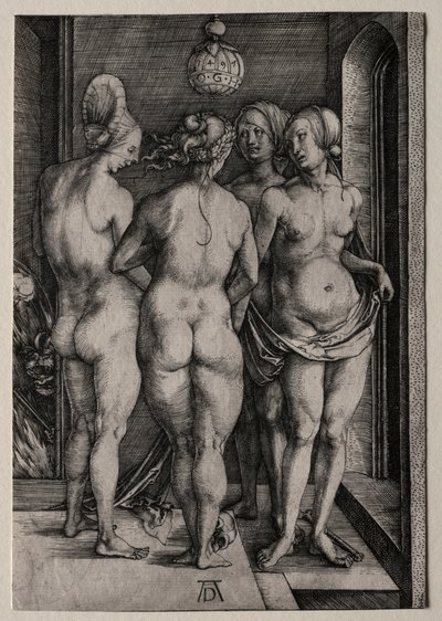 4人の魔女、4人の裸の女性、1497年。 作： Albrecht Dürer