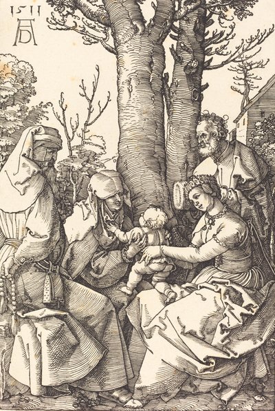 木の下にヨアヒムとアンネがいる聖家族、1511年。 作： Albrecht Dürer