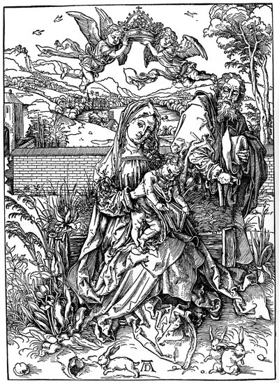 三匹のノウサギのいる聖家族、1497、1936 作： Albrecht Dürer