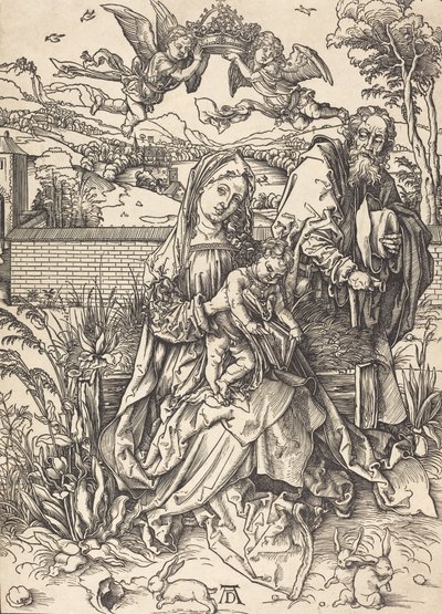 三兎のいる聖家族、c. 14971498。 作： Albrecht Dürer