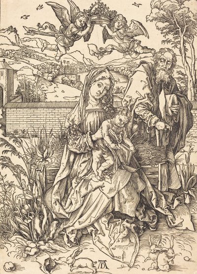 三兎のいる聖家族、c. 14971498。 作： Albrecht Dürer
